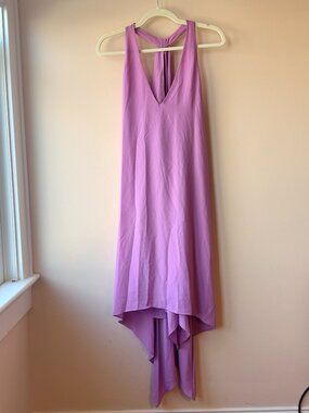 BCBGMAXAZRIA Haylee Dress Orchid High Low Draped Open Back NWT Size L